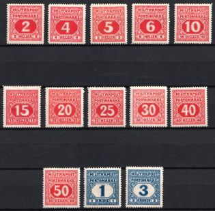 1916 Bosnia and Herzegovina, Postage Due Stamps (Mi. 14 - 26, Full Set, CV $95)