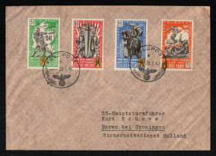 1942 (28 Sep) Belgian Legion, Third Reich, cover to SS Hauptsturmführer in Haren (Groningen), franked with Full set Mi I-IV