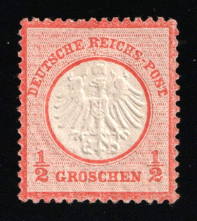 1872 1/2gr German Empire, Small Breast Plate, Germany (Mi. 3, CV $1,820)