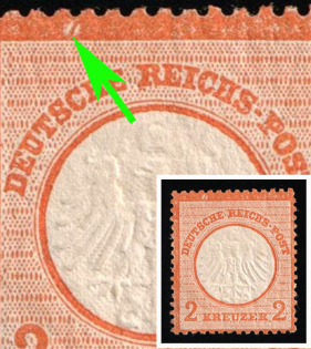 1872 2kr German Empire, Small Breast Plate, Germany (Mi. 8 var, Fleck on the Frame, CV $60)