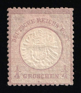 1872 1/4gr German Empire, Large Breast Plate, Germany (Mi. 16, CV $140)