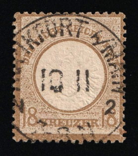 1872 18kr German Empire, Large Breast Plate, Germany (Mi. 28, Certificate, CV $3,350, Used)