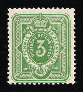 1880-87 3pf German Empire, Germany (Mi. 39 I a, CV $50)