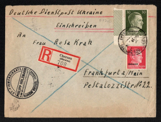 1943 (2 Jun) Kherson Postmark, Official Mail (Dienstpost) Registered Cover, German Occupation of Ukraine