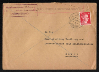 1941 (4 Nov) Lutsk Postmark, Official Mail (Dienstpost) Regular Cover, German Occupation of Ukraine
