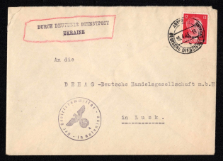 1943 (15 Apr) Lutsk Postmark, Official Mail (Dienstpost) Regular Cover, German Occupation of Ukraine