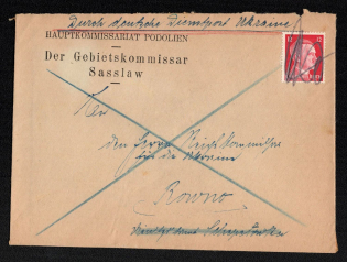 1942 Rivne Postmark, Official Mail (Dienstpost) Regular Cover, German Occupation of Ukraine