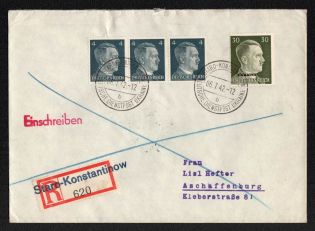1942 (6 Jul) Starokostiantyniv Postmark, Official Mail (Dienstpost) Registered Cover, German Occupation of Ukraine