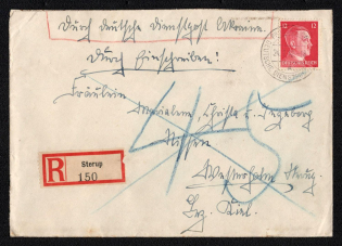 1942 (24 Feb) Sterup Postmark, Official Mail (Dienstpost) Registered Cover, German Occupation of Ukraine