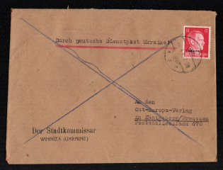 1942 (4 Sep) Vinnytsia Postmark, Official Mail (Dienstpost) Regular Cover, German Occupation of Ukraine