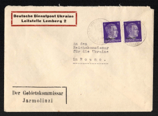 1942 (30 May) Yarmolyntsi Postmark, Official Mail (Dienstpost) Regular Cover, German Occupation of Ukraine