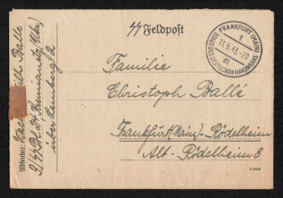 1943 (11 May) Frankfurt am Main Postmark, Military Mail, Field Post Feldpost, German Occupation of Ukraine