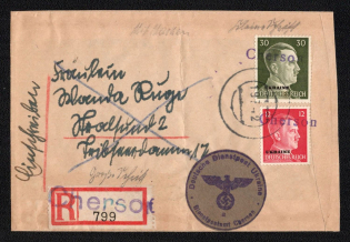1942 (19 Jul) Kherson Provisional Line Postmark, Official Mail (Dienstpost) Registered Cover, German Occupation of Ukraine (Signed)
