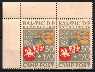 1946 Schongau, Baltic DP Camp, Displaced Persons Camp, Pair (Wilhelm 1, Corner Margin, CV $50, MNH)