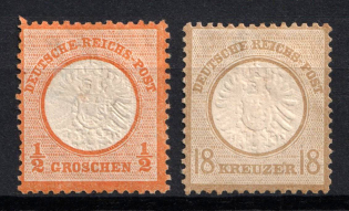 1872 German Empire, Large Breast Plates, Germany (Mi. 18, 28, CV $30)