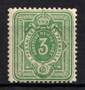 1875-79 3pf German Empire, Germany (Mi. 31a, Green, CV $100)
