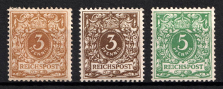 1889-1900 German Empire, Germany (Mi. 45 c, 45 e, 46 c, Signed, CV $30)