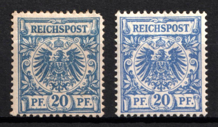 1889-1900 20pf German Empire, Germany (Mi. 48 b, 48 d, Signed, CV $110)
