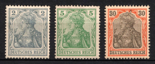1902 German Empire, Germany (Mi. 68, 70 b, 74, CV $100)
