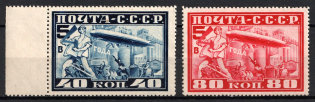 1930 The Visit of Airship ''Graf Zeppelin'' (ЛЦ-127) in Moskow, Soviet Union, USSR, Russia, Airmail (Zv. 261 - 262, Perforation 12.25, Full Set, CV $210, MNH/MLH)