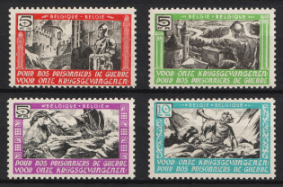 Belgian Flemish Legion, Germany (Mi. XXI - XXIV, Unissued stamps, Full Set, Plate Numbers on the Backside)