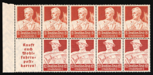 1934 Third Reich, Germany, Se-tenant, Zusammendrucke, Block (Mi. H-Bl. 102 C, CV $220, MNH)