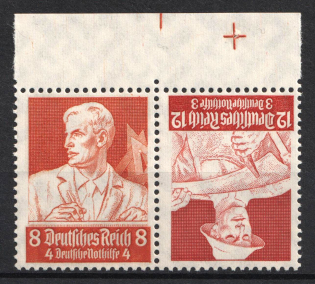 1934 Third Reich, Germany, Tete-beche, Se-tenant, Zusammendrucke (Mi. K 24, CV $30, MNH)