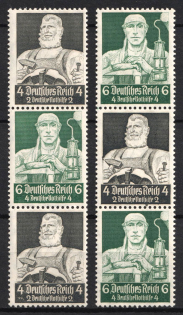 1934 Third Reich, Germany, Se-tenants, Zusammendrucke (Mi. S 220, S 222, CV $40, MNH)