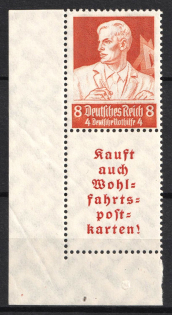 1934 8pf Third Reich, Germany, Se-tenant, Zusammendrucke (Mi. S 223, Corner Margin, CV $50, MNH)