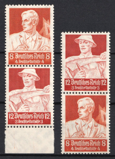 1934 Third Reich, Germany, Se-tenants, Zusammendrucke (Mi. S 227, S 229, CV $40, MNH)