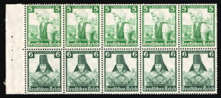 1935 Third Reich, Germany, Se-tenant, Zusammendrucke, Block (Mi. H-Bl. 103 B, CV $70, MNH)