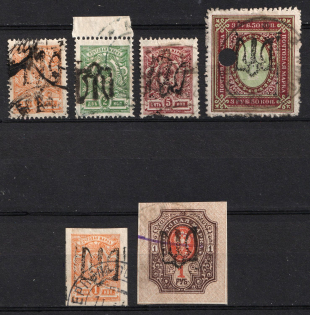 1918 Podolia Type 2 (1 b), Ukrainian Tridents, Ukraine (Bulat 1426, 1427 a, 1430, 1441, 1443, 1449, Used, CV $60)