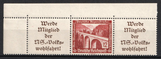 1936 Third Reich, Germany, Se-tenant, Zusammendrucke (Mi. W 112, Corner Margin, CV $40, MNH)