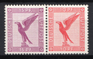 1931 Weimar Republic, Germany, Se-tenant, Zusammendrucke, Airmail (Mi. W 22, CV $110)