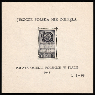 1946 Barletta - Trani, Polish II Corps in Italy, Poland, DP Camp, Displaced Persons Camp, Souvenir Sheet (Wilhelm Bl. 2, CV $170, MNH)