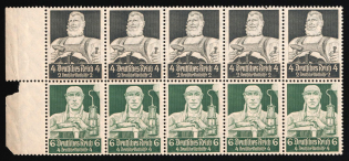 1934 Third Reich, Germany, Se-tenant, Zusammendrucke, Block (Mi. H-Bl. 101 A, CV $80)