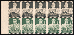 1934 Third Reich, Germany, Se-tenant, Zusammendrucke, Block (Mi. H-Bl. 101 C, CV $80)