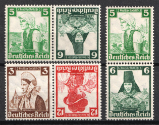 1935 Third Reich, Germany, Tete-beches, Se-tenants, Zusammendrucke (Mi. K 25, K 26, S 231, CV $30)