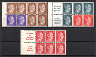 1941 Third Reich, Germany, Se-tenants, Zusammendrucke, Blocks (Mi. H-Bl. 118, 119, 122, CV $30)