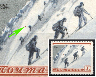 1954 1r Sport in the USSR, Soviet Union, USSR, Russia (Zv. 1685 var, Red Dot Near a Person, MNH)