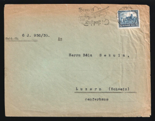 1931 (11 Jul) Weimar Republic, Germany, Airmail Cover from Magdeburg to Lucerne (Switzerland) franked with 25pf (Mi. 452, CV $120)