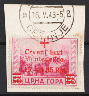 1944 0.15rm Montenegro on piece, German Occupation, Germany (Mi. 30, Used, CV $120)