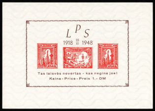 1948 Hanau, Baltic, DP Camp, Displaced Persons Camp, Souvenir Sheet (Wilhelm Bl. 4, CV $170)