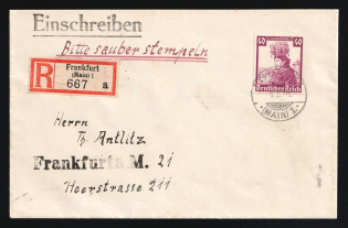 1936 (6 May) Third Reich, Germany, Registered Cover from Frankfurt am Main franked with 40pf (Mi. 597, CV $30)