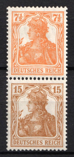 1916-17 German Empire, Germany, Se-tenant, Zusammendrucke (Mi. S 7 aa, CV $240)