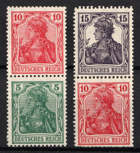 1919 Weimar Republic, Germany, Se-tenants, Zusammendrucke (Mi. S 5 aa, S 9 ab, CV $50)