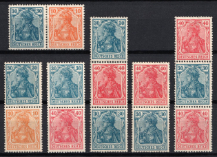 1921 Weimar Republic, Germany, Se-tenants, Zusammendrucke (Mi. S 19 - S 22, S 17, W 15, CV $30)