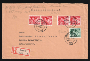1939 (3 Jun) Third Reich, Germany, Registered Cover from Berlin to Schwabisch Gmund franked with 6pf, 4 x 12pf (Mi. 684 - 685)