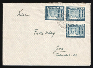 1939 (Sep) Third Reich, Germany, Cover from Frankfurt am Main to Gera franked with 3 x 4pf (Mi. 703, CV $60)