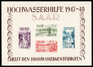 1948 Saar, Germany, Souvenir Sheet (Mi. Bl. 1, CV $480)